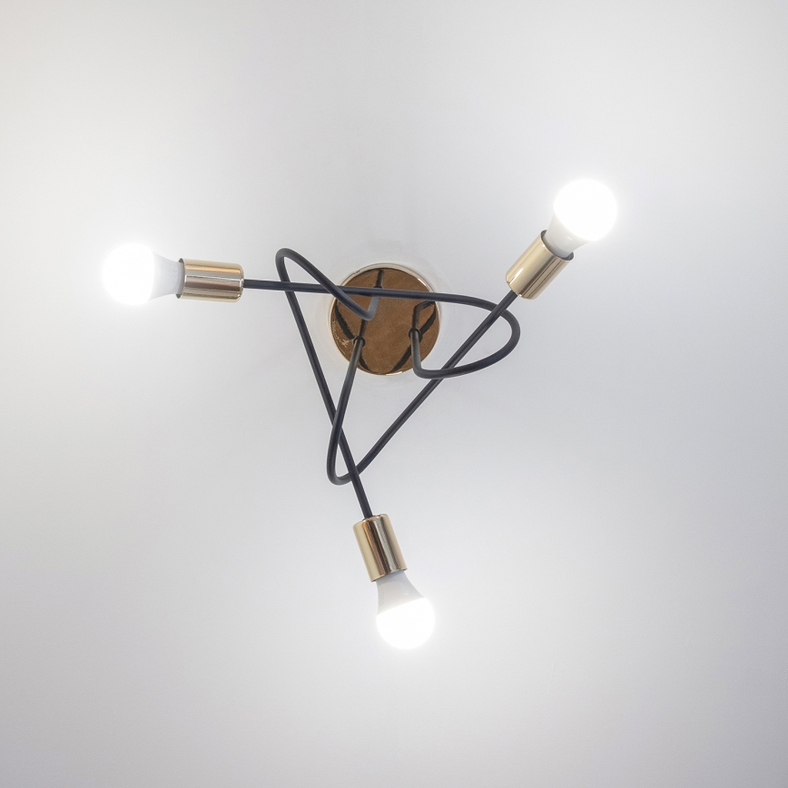 Pintakiinnitteinen kattokruunu OXFORD 3xE27/15W/230V kulta/musta