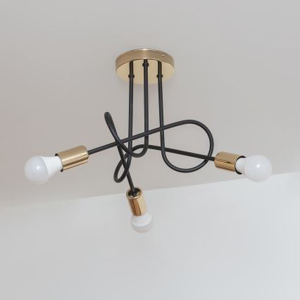 Pintakiinnitteinen kattokruunu OXFORD 3xE27/15W/230V kulta/musta