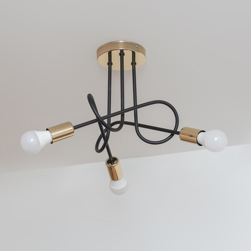 Pintakiinnitteinen kattokruunu OXFORD 3xE27/15W/230V kulta/musta