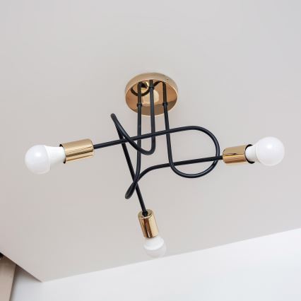 Pintakiinnitteinen kattokruunu OXFORD 3xE27/15W/230V kulta/musta