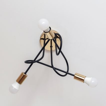 Pintakiinnitteinen kattokruunu OXFORD 3xE27/15W/230V kulta/musta