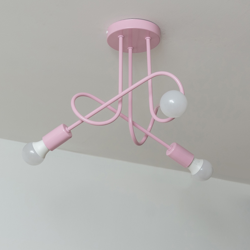 Pintakiinnitteinen kattokruunu OXFORD 3xE27/15W/230V, vaaleanpunainen