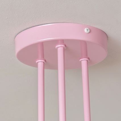Pintakiinnitteinen kattokruunu OXFORD 3xE27/15W/230V, vaaleanpunainen
