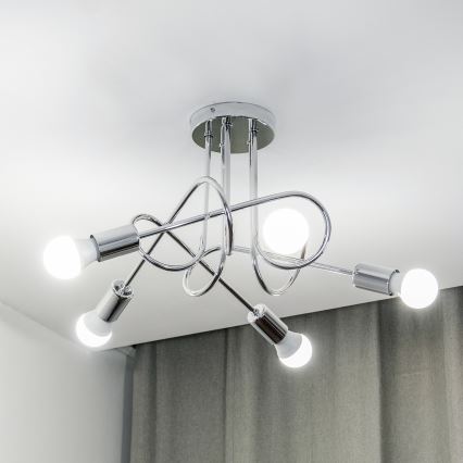 Pintakiinnitteinen kattokruunu OXFORD 5xE27/15W/230V kiiltävä kromi