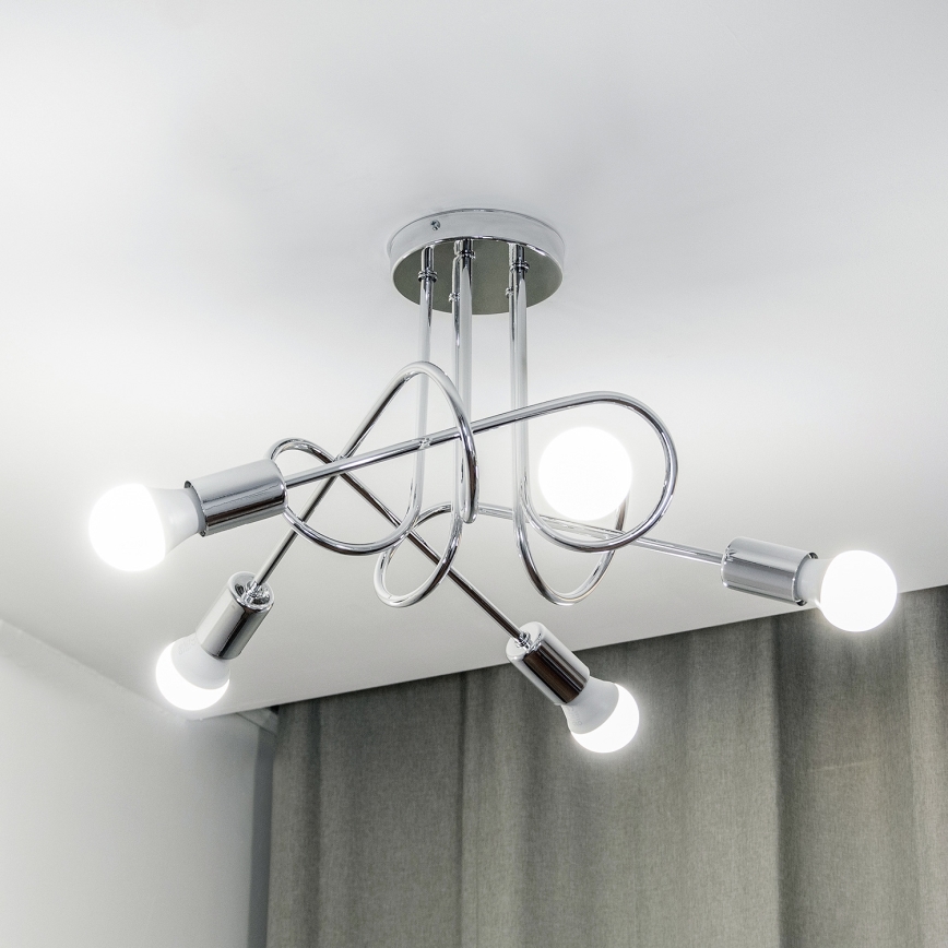 Pintakiinnitteinen kattokruunu OXFORD 5xE27/15W/230V kiiltävä kromi