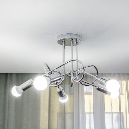 Pintakiinnitteinen kattokruunu OXFORD 5xE27/15W/230V kiiltävä kromi