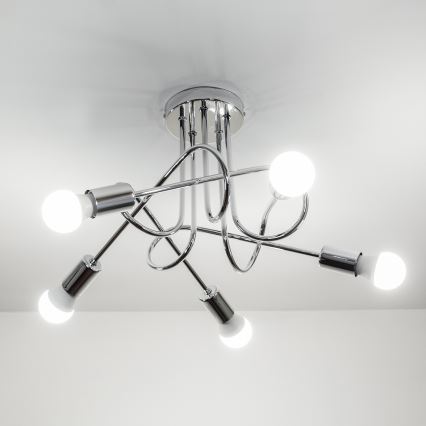 Pintakiinnitteinen kattokruunu OXFORD 5xE27/15W/230V kiiltävä kromi