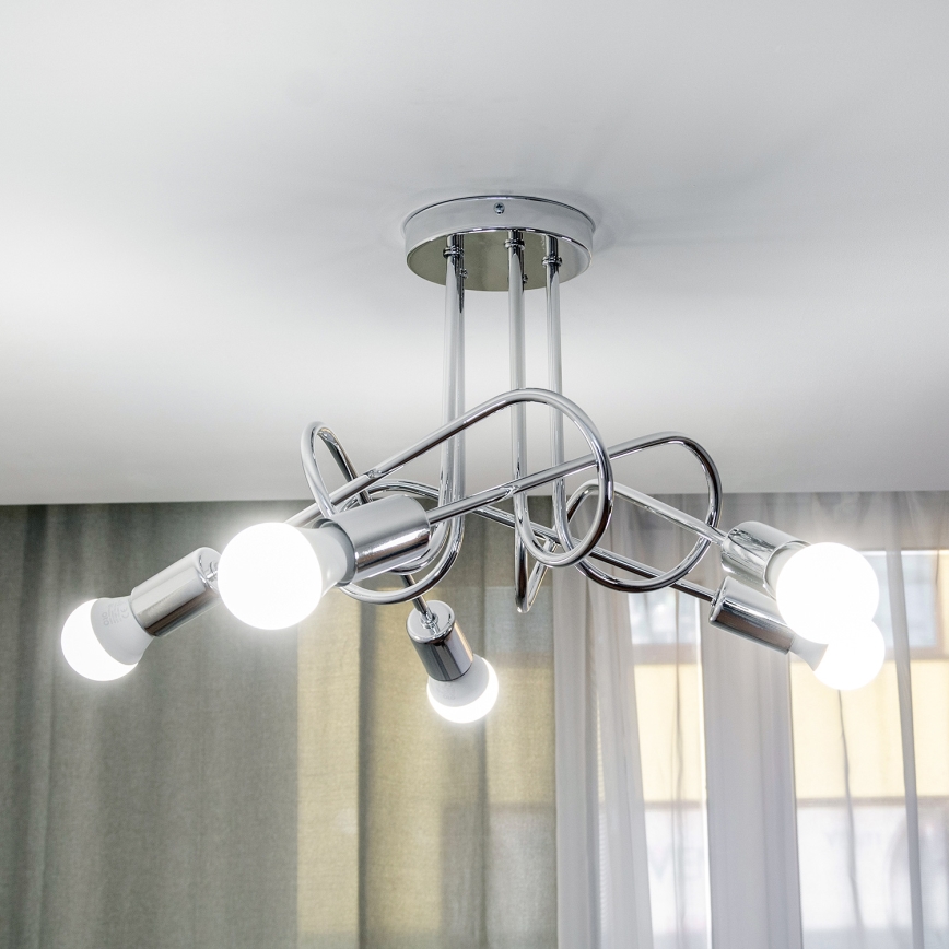 Pintakiinnitteinen kattokruunu OXFORD 5xE27/15W/230V kiiltävä kromi