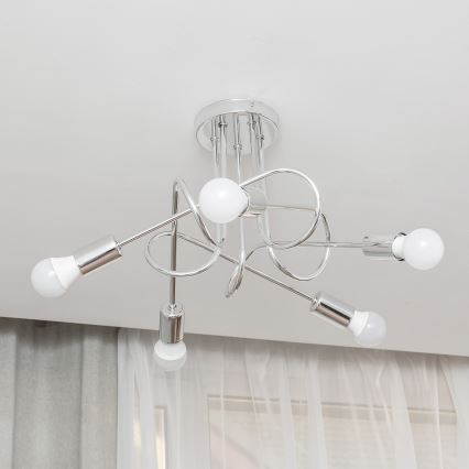 Pintakiinnitteinen kattokruunu OXFORD 5xE27/15W/230V kiiltävä kromi
