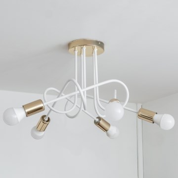 Pintakiinnitteinen kattokruunu OXFORD 5xE27/15W/230V kultainen/valkoinen