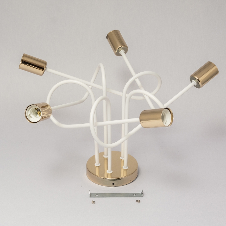 Pintakiinnitteinen kattokruunu OXFORD 5xE27/15W/230V kultainen/valkoinen