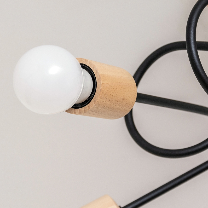 Pintakiinnitteinen kattokruunu OXFORD 5xE27/15W/230V, mänty/musta