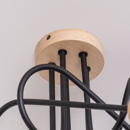 Pintakiinnitteinen kattokruunu OXFORD 5xE27/15W/230V, mänty/musta