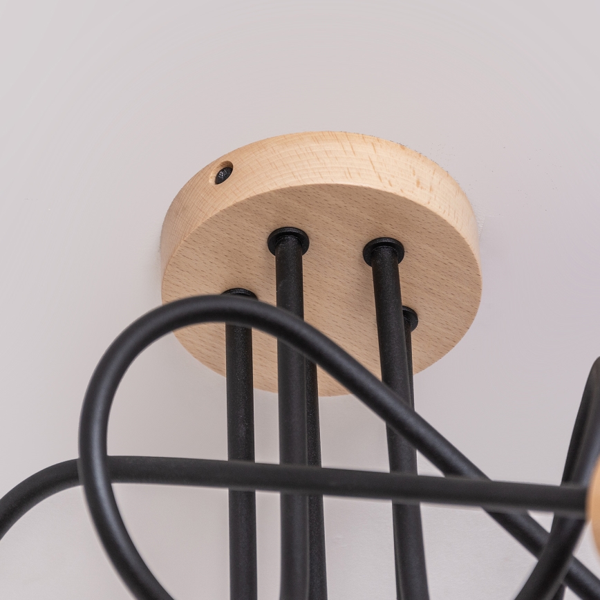 Pintakiinnitteinen kattokruunu OXFORD 5xE27/15W/230V, mänty/musta