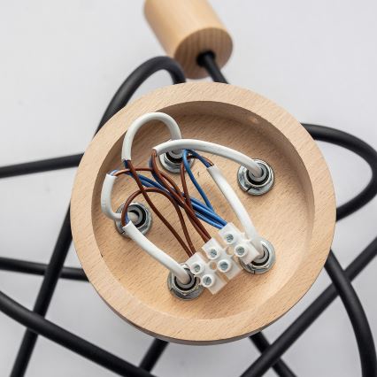 Pintakiinnitteinen kattokruunu OXFORD 5xE27/15W/230V, mänty/musta