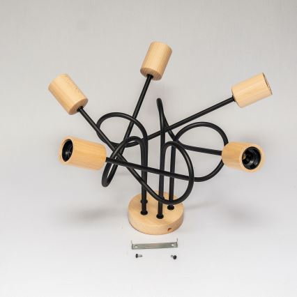 Pintakiinnitteinen kattokruunu OXFORD 5xE27/15W/230V, mänty/musta