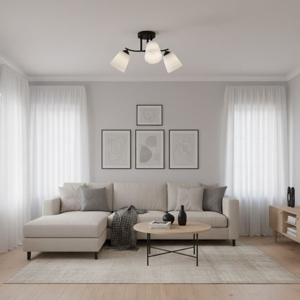 Pintakiinnitteinen kattokruunu PAFOS 3xE27/15W/230V musta