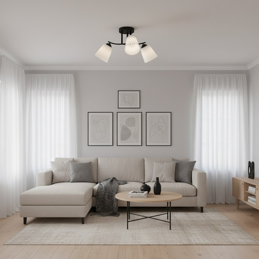 Pintakiinnitteinen kattokruunu PAFOS 3xE27/15W/230V musta