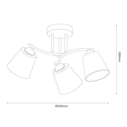 Pintakiinnitteinen kattokruunu PAFOS 3xE27/15W/230V musta
