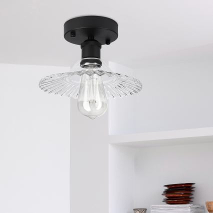 Pintakiinnitteinen kattokruunu TRISH 1xE27/15W/230V musta/kirkas