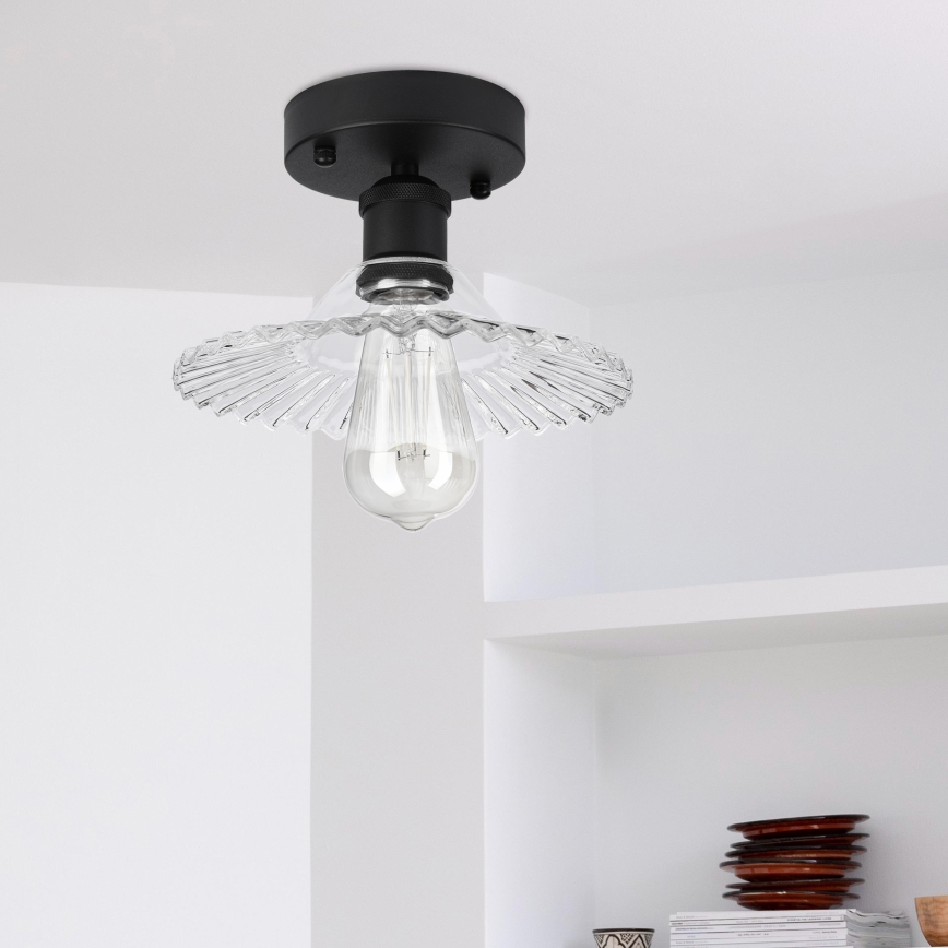 Pintakiinnitteinen kattokruunu TRISH 1xE27/15W/230V musta/kirkas