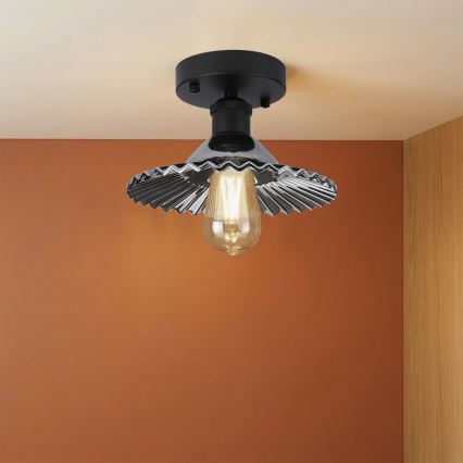 Pintakiinnitteinen kattokruunu TRISH 1xE27/15W/230V musta/savunmusta