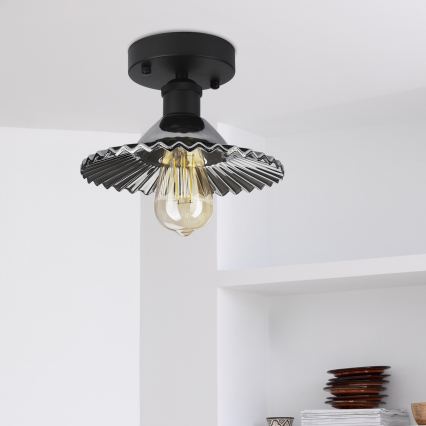 Pintakiinnitteinen kattokruunu TRISH 1xE27/15W/230V musta/savunmusta