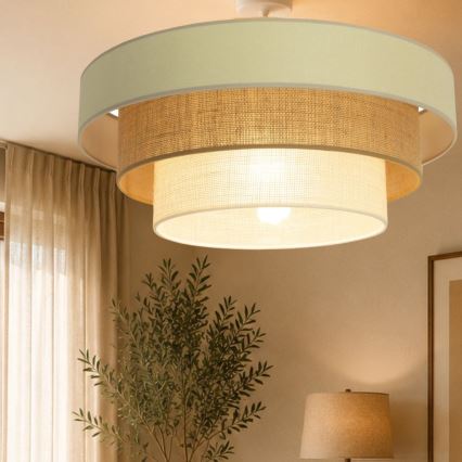 Pintakiinnitteinen kattokruunu WENTA 1xE27/60W/230V, halkaisija 50 cm, beige/juutti