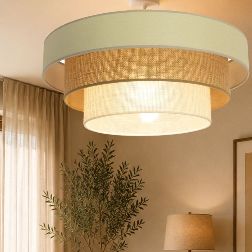 Pintakiinnitteinen kattokruunu WENTA 1xE27/60W/230V, halkaisija 50 cm, beige/juutti