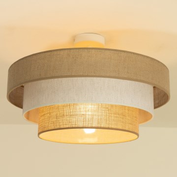 Pintakiinnitteinen kattokruunu WENTA 1xE27/60W/230V halkaisija 50 cm juutti/kerma