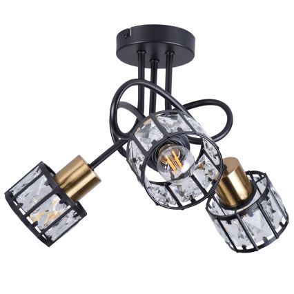 Pintakiinnitteinen kattokruunu ZAHARA 3xE27/10W/230V musta
