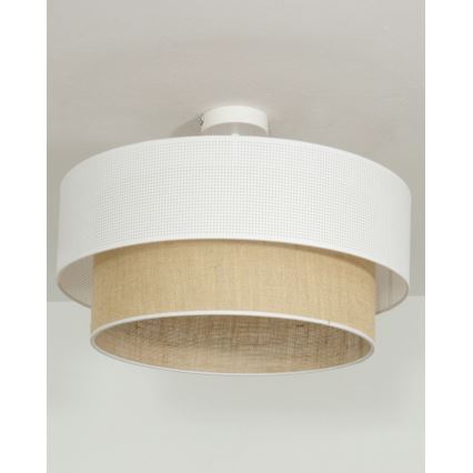 Pintakiinnitteinen kattovalaisin BORHO 1xE27/60W/230V Ø 40 cm valkoinen/juutti
