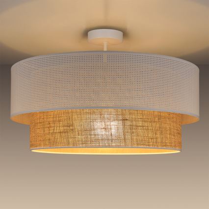 Pintakiinnitteinen kattovalaisin BORHO 1xE27/60W/230V Ø 50 cm valkoinen/juutti