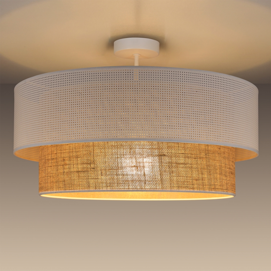 Pintakiinnitteinen kattovalaisin BORHO 1xE27/60W/230V Ø 50 cm valkoinen/juutti