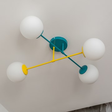 Pintakiinnitteinen kattovalaisin MOON 4xE27/15W/230V turkoosi/keltainen