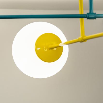 Pintakiinnitteinen kattovalaisin MOON 4xE27/15W/230V turkoosi/keltainen