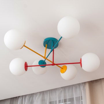 Pintakiinnitteinen kattovalaisin MOON 6xE27/15W/230V turkoosi/keltainen/punainen