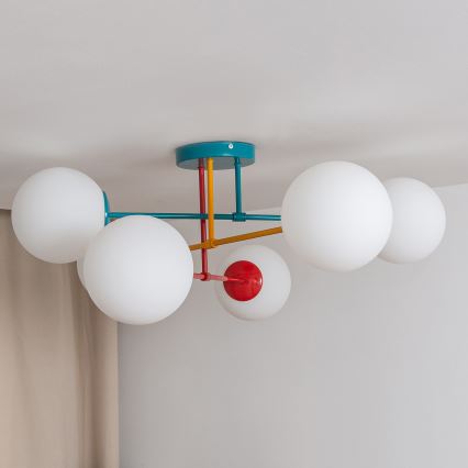 Pintakiinnitteinen kattovalaisin MOON 6xE27/15W/230V turkoosi/keltainen/punainen