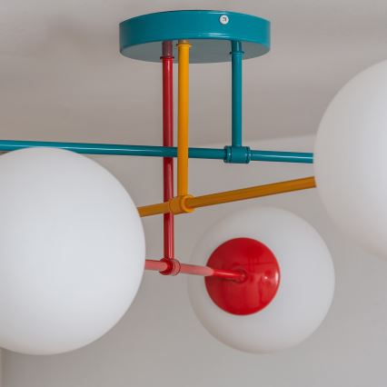 Pintakiinnitteinen kattovalaisin MOON 6xE27/15W/230V turkoosi/keltainen/punainen