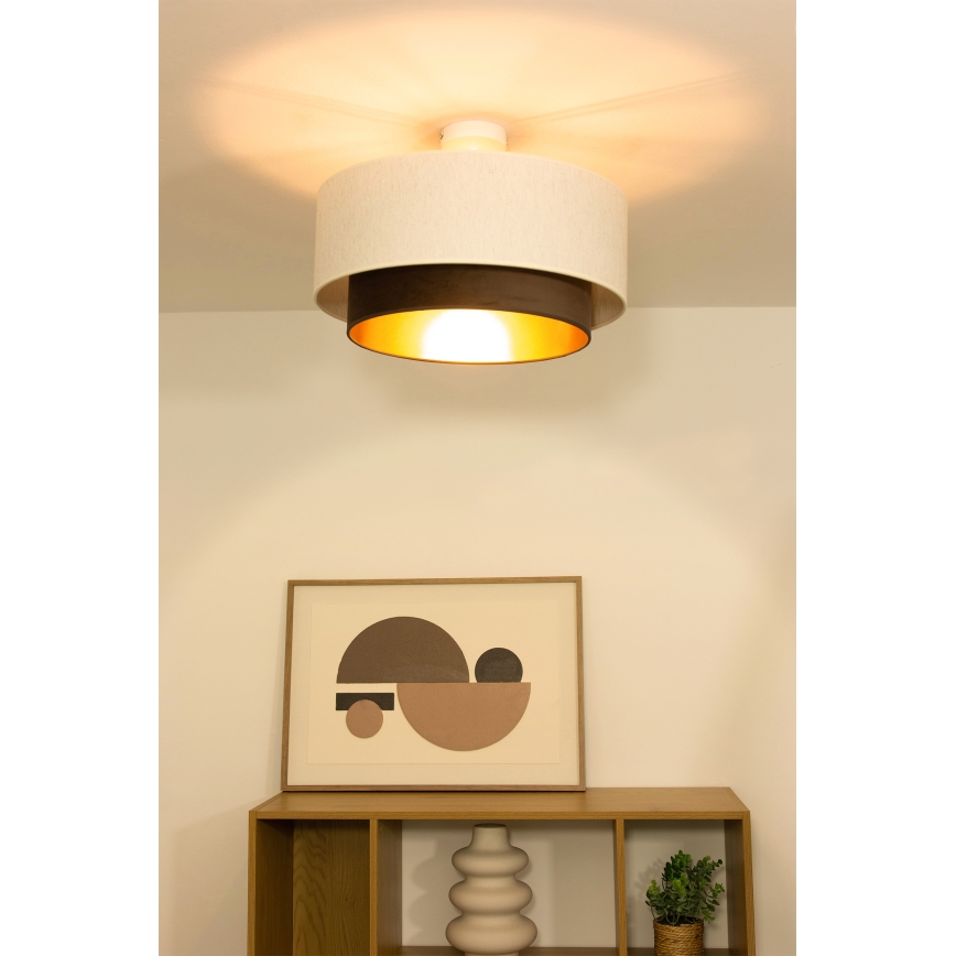 Pintakiinnitteinen kattovalaisin NATIA 1xE27/60W/230V, halkaisija 45 cm, valkoinen/ruskea
