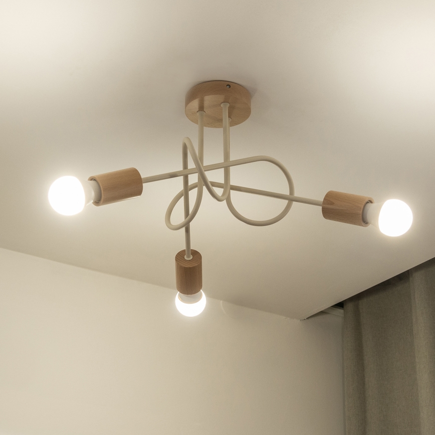 Pintakiinnitteinen kattovalaisin OXFORD 3xE27/15W/230V mänty/kerma
