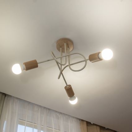 Pintakiinnitteinen kattovalaisin OXFORD 3xE27/15W/230V mänty/kerma