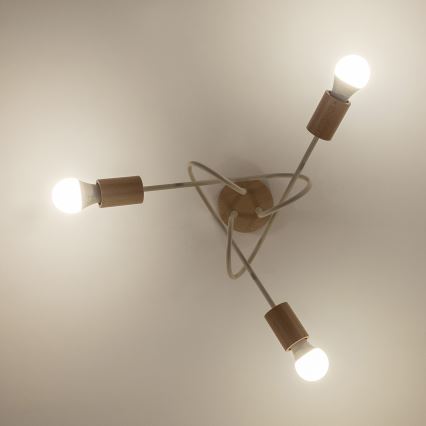 Pintakiinnitteinen kattovalaisin OXFORD 3xE27/15W/230V mänty/kerma