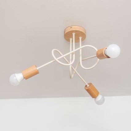 Pintakiinnitteinen kattovalaisin OXFORD 3xE27/15W/230V mänty/kerma