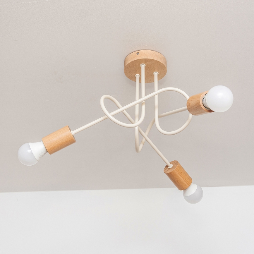 Pintakiinnitteinen kattovalaisin OXFORD 3xE27/15W/230V mänty/kerma