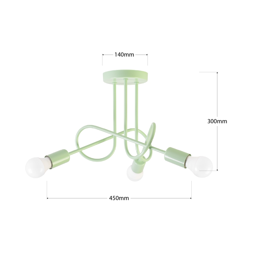 Pintakiinnitteinen kattovalaisin OXFORD 3xE27/15W/230V vihreä