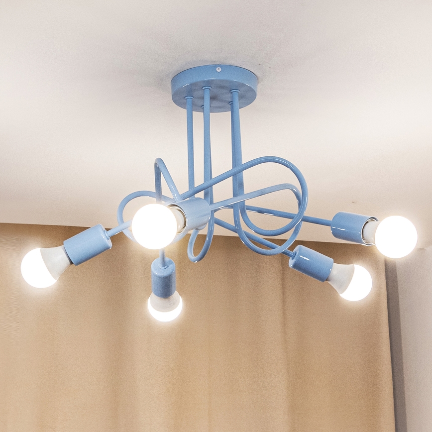 Pintakiinnitteinen kattovalaisin OXFORD 5xE27/15W/230V sininen