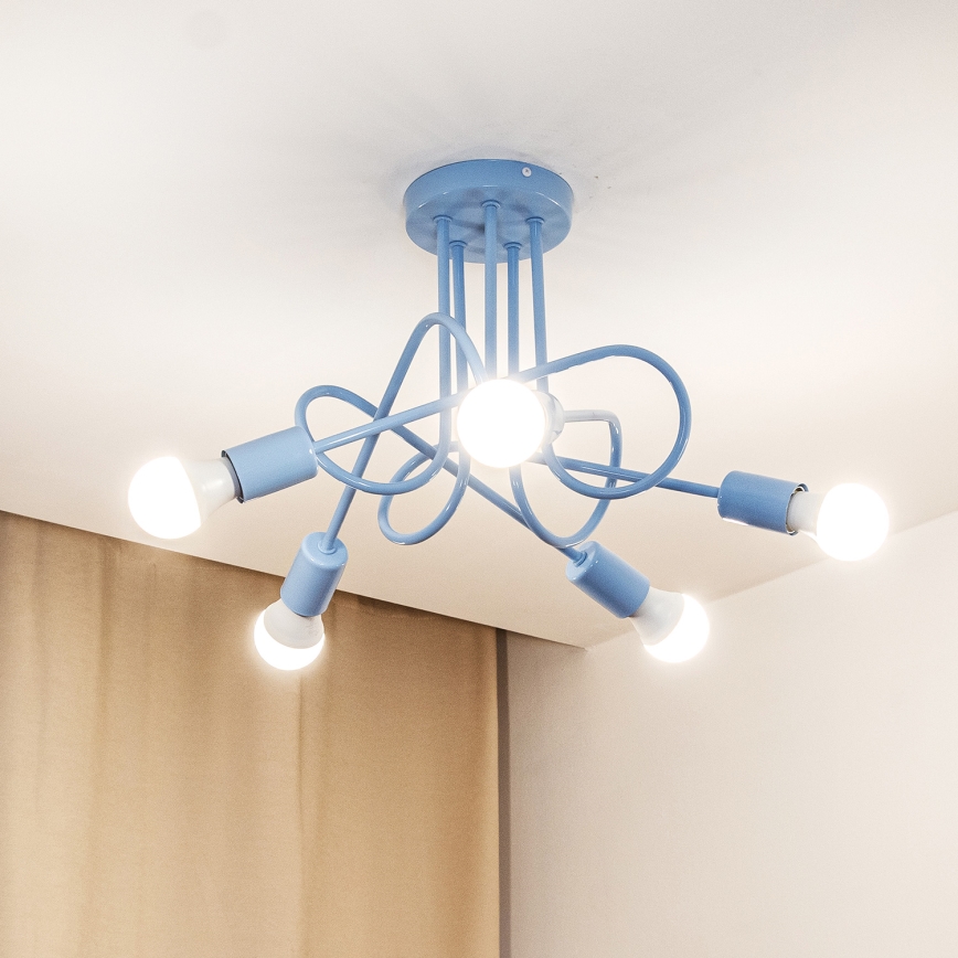 Pintakiinnitteinen kattovalaisin OXFORD 5xE27/15W/230V sininen