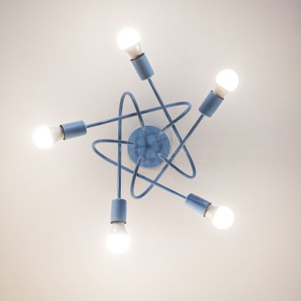 Pintakiinnitteinen kattovalaisin OXFORD 5xE27/15W/230V sininen