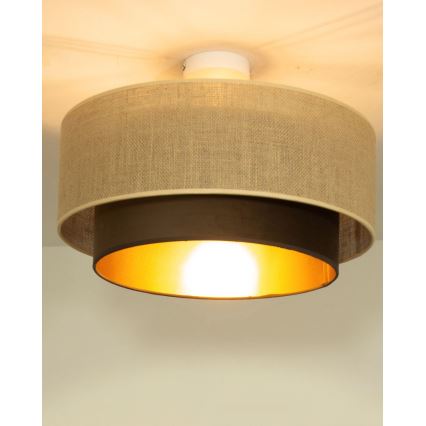 Pintakiinnitteinen kattovalaisin SARTA 1xE27/60W/230V halkaisija 45 cm ruskea/juutti